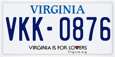 VA license plate VKK0876