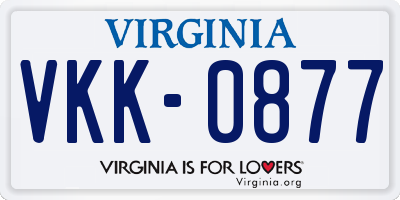 VA license plate VKK0877