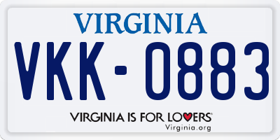 VA license plate VKK0883