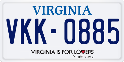 VA license plate VKK0885