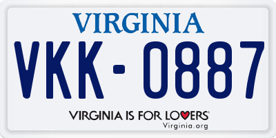 VA license plate VKK0887