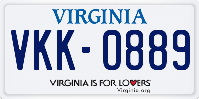 VA license plate VKK0889