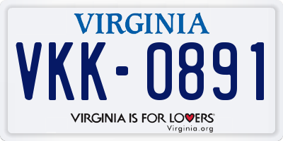 VA license plate VKK0891