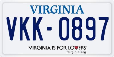 VA license plate VKK0897