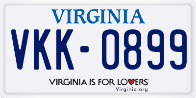 VA license plate VKK0899