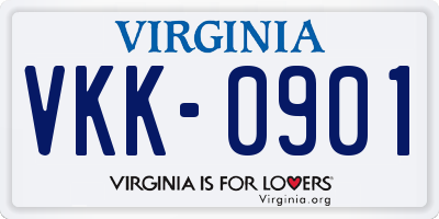 VA license plate VKK0901