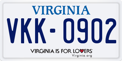 VA license plate VKK0902