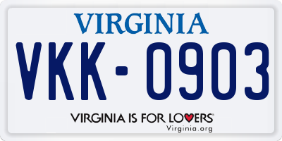 VA license plate VKK0903