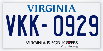 VA license plate VKK0929