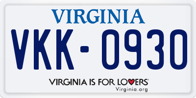 VA license plate VKK0930