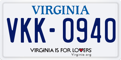 VA license plate VKK0940