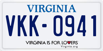 VA license plate VKK0941