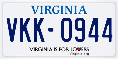 VA license plate VKK0944
