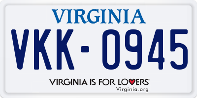 VA license plate VKK0945
