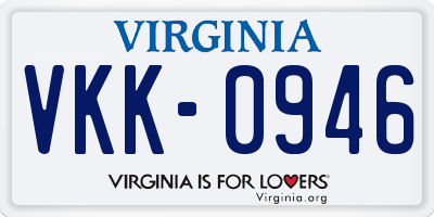 VA license plate VKK0946