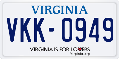 VA license plate VKK0949