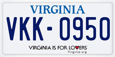 VA license plate VKK0950