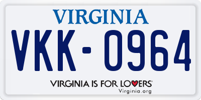 VA license plate VKK0964