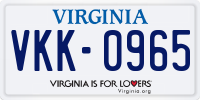 VA license plate VKK0965