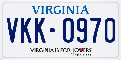 VA license plate VKK0970