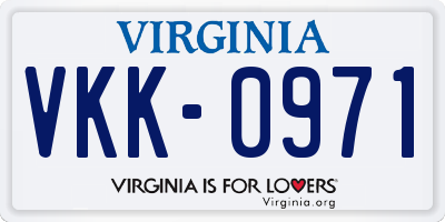 VA license plate VKK0971