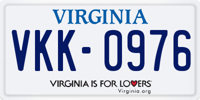 VA license plate VKK0976