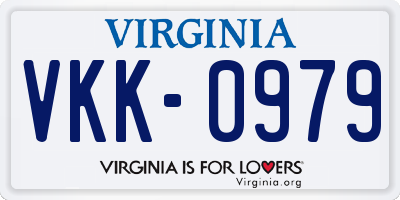 VA license plate VKK0979