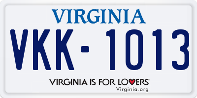 VA license plate VKK1013