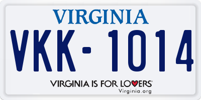 VA license plate VKK1014
