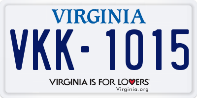 VA license plate VKK1015