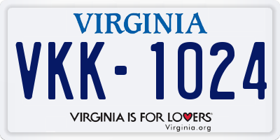 VA license plate VKK1024