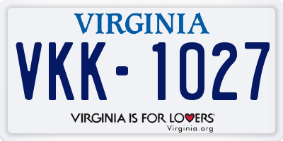 VA license plate VKK1027