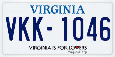 VA license plate VKK1046