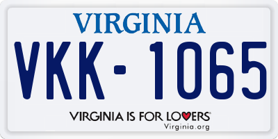 VA license plate VKK1065