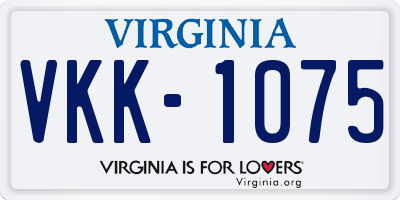 VA license plate VKK1075