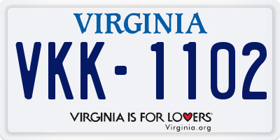 VA license plate VKK1102