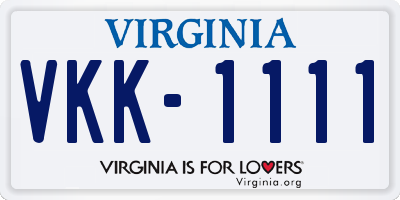 VA license plate VKK1111