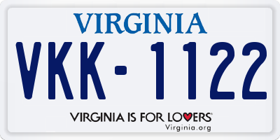 VA license plate VKK1122