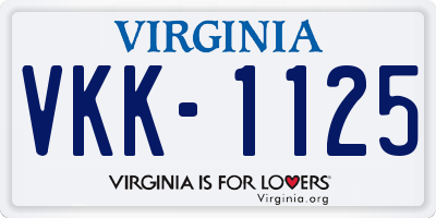 VA license plate VKK1125