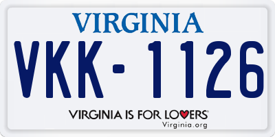 VA license plate VKK1126