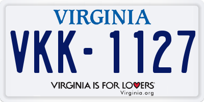 VA license plate VKK1127