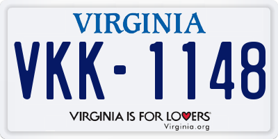 VA license plate VKK1148