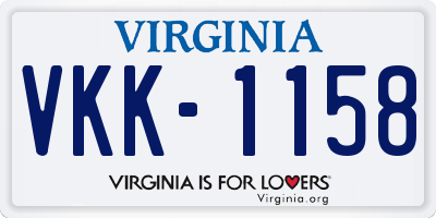 VA license plate VKK1158