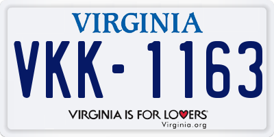 VA license plate VKK1163