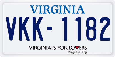 VA license plate VKK1182