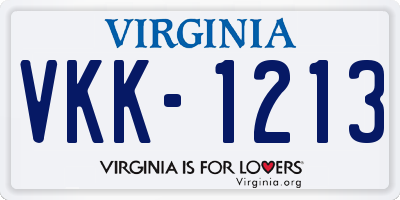 VA license plate VKK1213