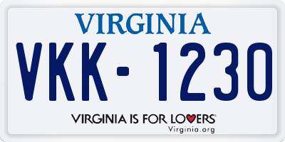 VA license plate VKK1230