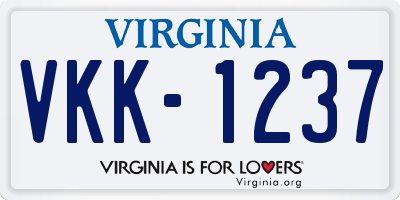 VA license plate VKK1237