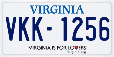 VA license plate VKK1256
