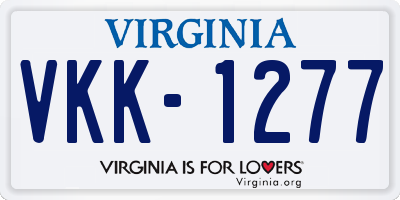 VA license plate VKK1277